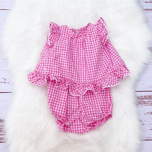 Ralph Lauren Other - Ralph Lauren Pink Gingham Apron Bubble Romper | 6M